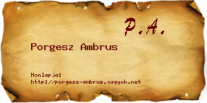 Porgesz Ambrus névjegykártya